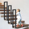 U-förmige Geländer Treppe, Treppengeländer Innen, Treppengeländer Außen, Handlauf Treppe U Form, Geländer Treppe Treppenhandlauf für Balkone Flure Wohnungen Villen (L-Schwarz, 110CM)