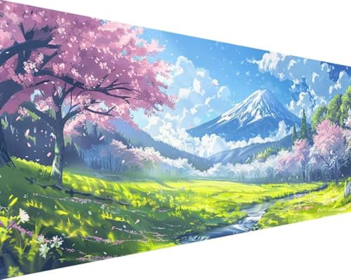 Dipingere con i Numeri Adulti, DIY Monte Fuji Dipingere con i Numeri Paesaggio Paint by Numbers Senza Cornice con Pennelli Pittura a pigmento Acrilico Decora la casa Regalo 60x120cm, Senza Cornice W-D