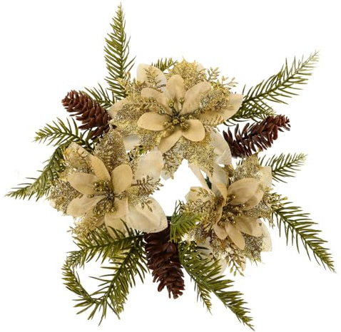 LIFKICH Kerzenkranz Klein Für Weihnachten Tischkranz Mit Kerzen Weihnachtskranz Mini Weihnachtsdeko Girlande Kerzenhalter Für Tischdekoration