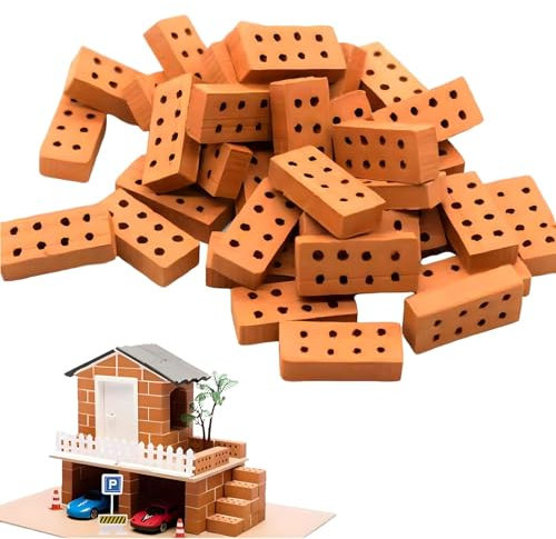 70 Pcs Mini Bricks, 8 Hole Building Bricks, Clay Fake Brick, Sim Micro Brick, Small World Toys, for Micro Landscape Accessories, DIY Dollhouse Garden Ornament Home Decor