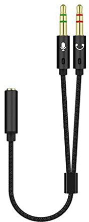 XAGMODSHN Headphone 3.5mm Splitter Mic Cable for Computer, Headset 3.5mm Female to 2 Dual Male Microphone Audio Stereo Jack