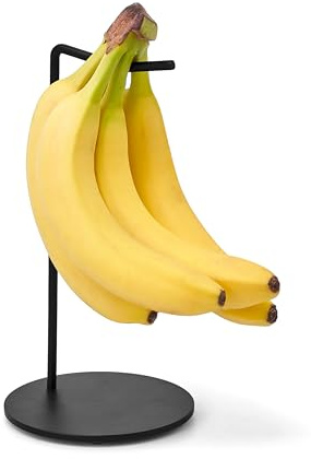 Libken Banana Holder Stand – Black Powder Coated Metal Banana Tree with Heavy Base – Minimal Scandinavian Design, Rust Resistant & Durable Banana Hook for Kitchen Countertop Fruit Storage