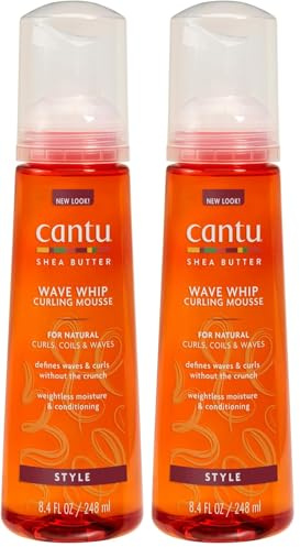 Cantu Wave Whip Curling Mousse – tief eindringende Pflegebehandlung – spendet intensive Feuchtigkeit – macht das Haar weich und griffig – für geschädigtes, trockenes oder raues Haar – 248 ml