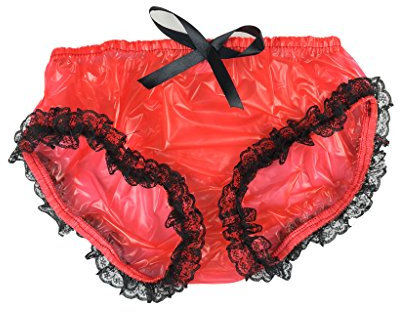 Haian PVC Cami Briefs Lace Panties Ladies Briefs (Medium, Red)