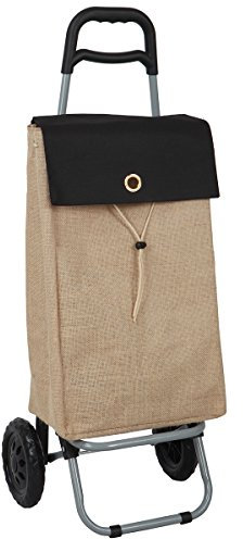 Laroom Einkaufstrolley mit Tasche Design nature37 Liter, Jute, Braun, 35 x 28 x 92 cm