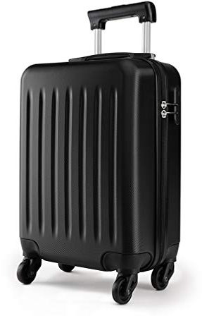 KONO Hartschale Koffer Trolley Rollkoffer Zwillingsrollen ABS Handgepäck Bordgepäck 4 Rollen, 48cm 19 Zoll(Schwarz)