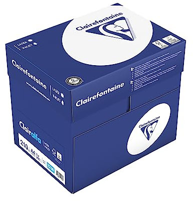 Clairefontaine 2216C - Karton mit 4 Ries Druckerpapier / Kopierpapier Clairalfa, extraweiß, DIN A4, 210g, 250 Blatt x 4, Weiß, 1 Karton
