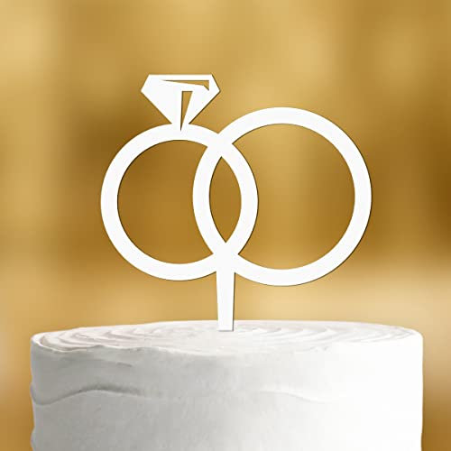 Cake Topper Ringe [übereinander liegende Ringe] - Acryl deko weiss Hochzeit deko Hochzeitstorte Kuchendeko Hochzeit Tortendekoration Verlobung Tortenstecker Tortendeko Wedding cake