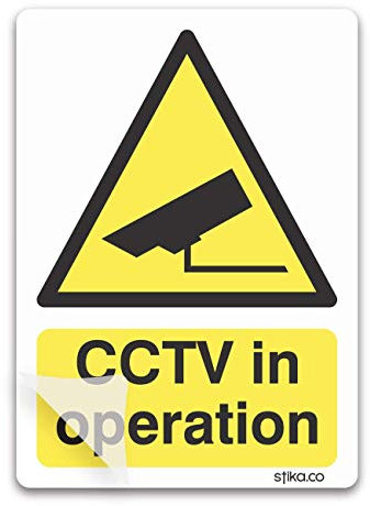 stika.co Set of 4 CCTV in Operation Stickers – 5 x 7cm Premium Laminated Self-Adhesive Vinyl - CCTV Stickers for Cars, Vans, Doors, Windows, Security Camera Surveillance Systems
