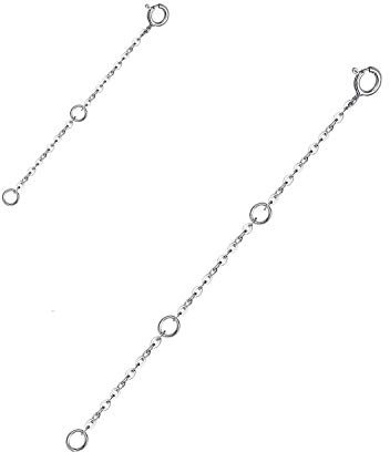 WINNICACA Necklace Extender S925 Sterling Silver 14k Gold Plated Necklace Extender Bracelet Extender Chains for Jewellery Making,2 Pieces Set Silver