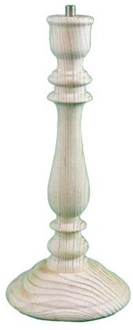 GRECA Lampe de table tournée, en bois de pin massif, écru, à peindre. Dimensions : hauteur 29 cm. Diamètre de la base : 12 cm.