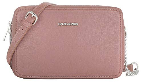 David Jones - Damen Kleine Umhängetasche - Frau Quadratische Handtasche PU Leder - Kette Schultertasche Elegant Crossbody Bag - Handy Tasche Mini Abendtasche Party Clutch Pochette Mode - Rosa