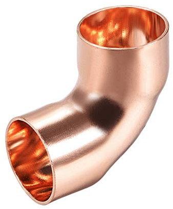 sourcing map 19mm ID 90 Degree Copper Elbow Short-Turn Copper Pipe Fitting Connector for Plumbing, 1mm Thick
