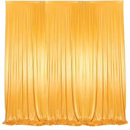 WedDecor Polyester Backdrop Curtain Wrinkle Free Fabric - 3x3m, Gold