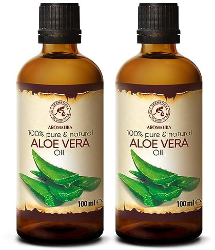 Aloe Vera Öl 2x100ml - Aloe Barbadensis - Brasilien - Aloe Vera-Öl Basisöl 200ml - Raffiniert - Intensive Pflege für Gesicht - Körper - Haare - Nägel - Hände - Massage