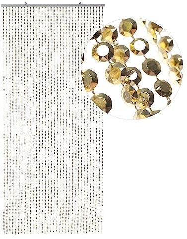 HAB & GUT -DV0357- Türvorhang DIAMANTEN Gold 90x200 Perlenvorhang Pailettenvorhang