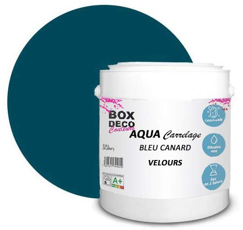 Peinture polyuréthane aspect velours Aqua carrelage mural - Carrelage mural et faïence - 44 couleurs - 2,5 L - 25 m² … (Bleu Canard)