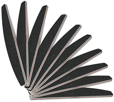 PROFICO 25x Nagelfeile Boot Körnung 180/240 Premium Qualität Nagelfeile Feilenset für Gelnägel Naturnägel Nagelfeile Gelnägel, für Maniküre & Pediküre Nagelfeile für Nagelstudio(Schwarz)
