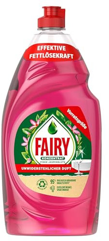 Fairy Liquide vaisselle ultra concentré Pink Jasmine 8 x 900 ml avec formule efficace pour une vaisselle propre, pouvoir dégraissant impressionnant