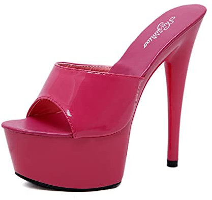 15 Cm Tacchi Alti Donna Sexy Piattaforma Pole Dance Sandali Stripper Discoteca Party Dance Sandali Piattaforma Large Size Unisex,Rosa,40