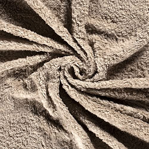 50x150cm Teddystoff Baumwoll-Fleece Teddyplüsch Meterware Farbwahl, Farbe:beige