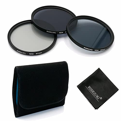 Rise(UK) ND2 ND4 ND8 Filter Set Kit + Microfiber Cloth for Canon Nikon Sony (67mm)