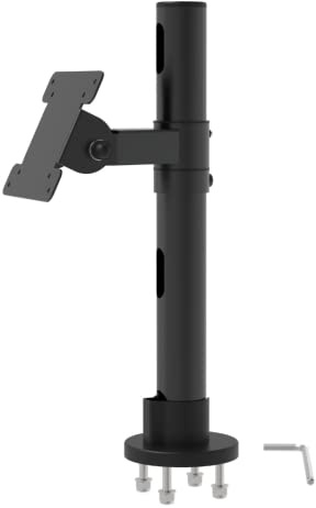 POS Pole Mount Monitor for 13-32 inch screens, Height adjustable monitor stand 1 monitor with VESA 75/100mm, 90° Tilt, 360° Rotate, up to 8Kg, Black