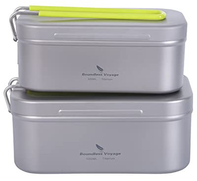 Boundless Voyage Titanium Mess Tin with Lid & Handle Outdoor Camping Tableware Cookware Lunch Box Bowl Pan for Hiking Backpacking Mountaineering Ti2083C