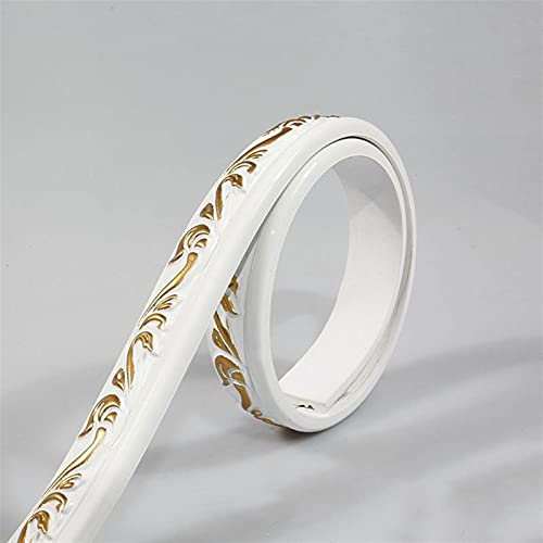 NEFSO Flexible Zierleiste, selbstklebend, 3D-Kronenleiste, wasserdichter Dichtungsstreifen, Wandkantenleiste, dekorative Zierleiste für Tür/Wand/Spiegel/Möbel/Garderobe/Bilderrahmen (weiß)