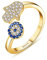 DAOMEI 925 Sterling Silber Böses Auge Blaues Auge Und Hamsa Hand Fatima Einstellbare Weibliche Ringe Offene Größe Ring Hochzeitsschmuck