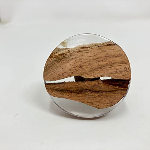 Bouton rond en résine transparente et bois, poignée d'armoire artistique et quincaillerie pour meubles