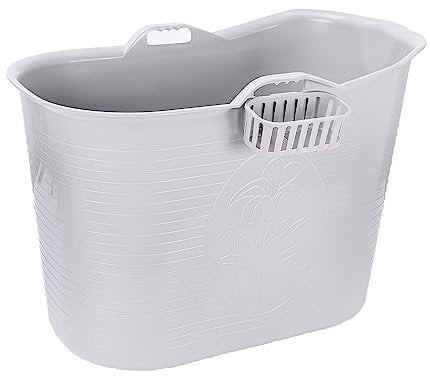 FLINQ Sitzbad - Badewanne für Erwachsene - Mobile Badewanne - Mit Ablaufschlauch und Auffangbehälter - Grau - 200 Liter