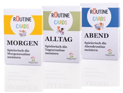 Routine Cards Morgen, Alltag & Abend, Routinekarten, Flashcards, Morgenroutine, Tagesroutine und Abendroutine fördern, Bildkarten, Paket mit 3 Produkten