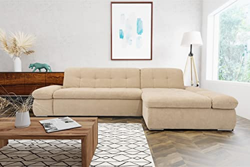 DOMO. collection Ecksofa Moric, Couch in L-Form, Eckcouch, Sofa in L-Form 300 x 172 x 80 cm (BxTxH), beige