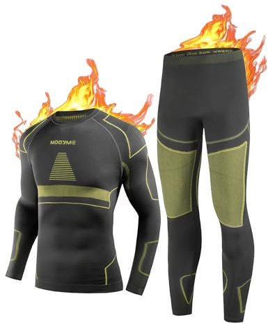 NOOYME sous Vetement Thermique Homme Fonctionnel sous-vêtements Thermiques Homme Fibre de Charbon de Bambou Ensemble Thermique Homme Respirant Chaud Ensemble Ski Homme pour Automne Hiver