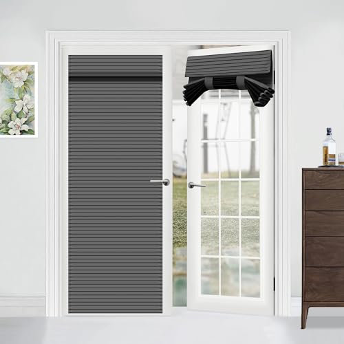 Muamar French Door Curtains, Privacy Window Curtains, 30 X 80 Inch Blackout Shades for Glass Doors, Thermal Insulated Tie Up Shades, 1 Panel, Dark Grey