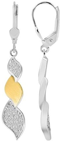 Akzent Damen-Ohrringe Ohrschmuck 925er Echt Silber rhodiniert/vergoldet