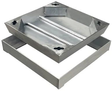 Natotela Copertura per pozzetti, 300 x 300 mm, in acciaio inox, coperchio a scomparsa con cornice, coperchio per gulli, con base, quadrato, per ispezione, invisibile, per scene interne ed esterne