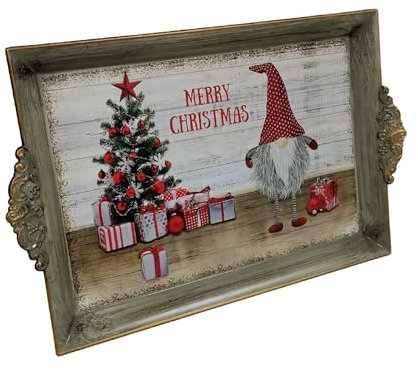 Premier Cute Christmas Gonk Tea Serving Tray Plastic Drinks Lap Snack Tray, Grey, 40 x 26 x 3cm (AC231894)