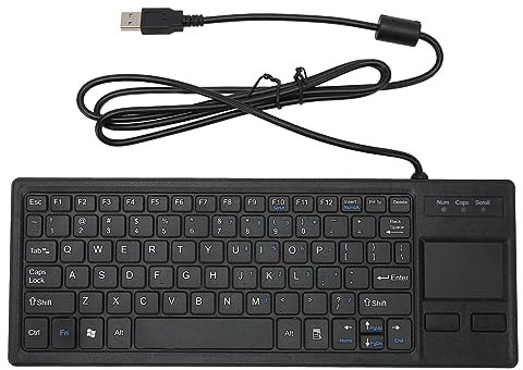 VBESTLIFE Tastiera USB Cablata Touchpad Multitouch Integrato, Tasti a Forbice Ultra Sottili Tipo X Tastiera Ergonomica con Funzione HUB, Pulsante Meccanico, Adatta per Uso Industriale, per