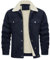 sutelang lurryly Fleecejacke für Herren, langärmlig, kariert, Flanell, Knopf, Hemd, lässig, warm, Fleece, Herbst und Winter, Jacke, Futter aus Plüsch, Freizeit, Arbeitskleidung mit Taschen, B#-Marine,