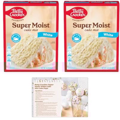 Betty Crocker Super Moist White Cake Mix, 404g | Rich and Delicious | Ready to Bake Spongy Moist White Cake Dessert (Pack of 2)