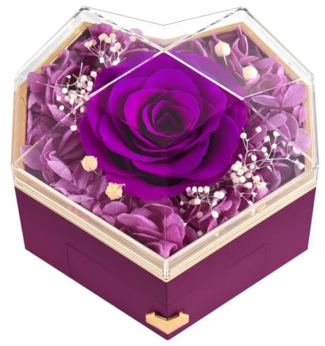 Rose Eternelle Avec Collier Cadeau Anniversaire Femme Cadeau Pour Maman, Épouse, Petite Amie, Coffret Cadeau Femme Avec Collier I Love You, Cadeau Parfait Pour la Saint-Valentin, Fête des Mères, Noël