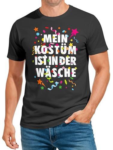 MoonWorks® Herren T-Shirt Fasching Karneval Kostüm-Ersatz Verkleidung Last Minute Faschingskostüme Männer Dunkelgrau M