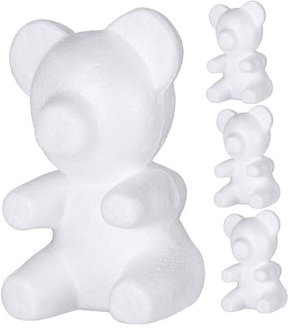 TEHAUX 4 Stück weißer Keimschaumbär Basteln Sie Schaumstoffbälle Bärenfigur aus Schaumstoff Modelle Geschenke Puppen bemalen Bären selber basteln Rosen Schimmel Lieferungen Schaumkugel