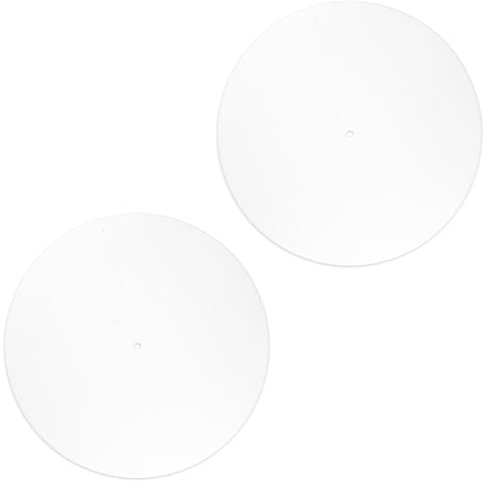 2pcs Record Player Felt Mats, 12 Inch Anti-Slip Anti-Static Turntable Slipmat Felt Record Player Protective Mat Pad Replacement for Phonograph LP Vinyl Record Player, Improves Sound (White)