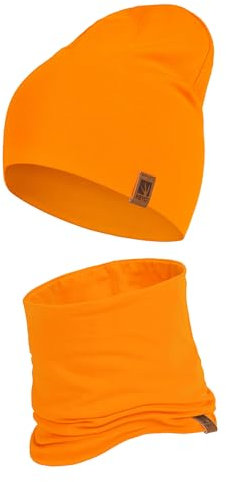 HEYO Kinder Set Beanie Mütze Schlauchschal Baumwolle Rundschal weich Mädchen Jungen Herbst Frühling Frühlinsset Herbstset (Gelb)
