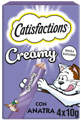 Catisfactions, Snack cremoso líquido para Gato con suculento Pato, 11 Paquetes de 40 g