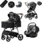 Lnhcrbs Passeggino 3 in 1, Passeggino Leggero Con Telaio in Alluminio Ripiegabile Con Una Sola Mano, Passeggino da Viaggio Con Parapioggia Portabicchieri Adatto da 0 a 4 Anni (22kg)
