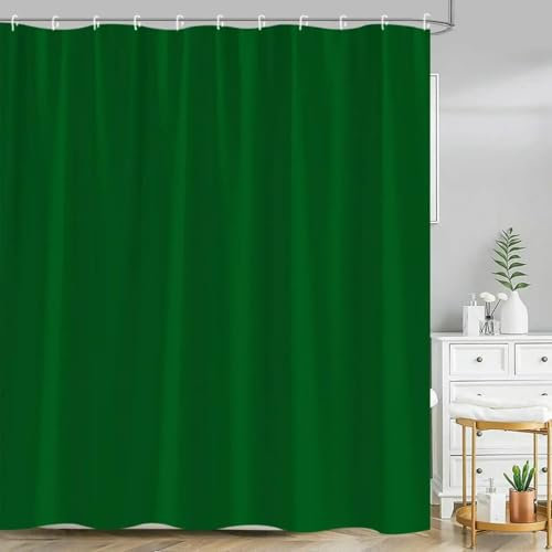 18meng Art Duschvorhang 240x180 cm Dunkelgrün Duschvorhäng Anti-Schimmel in Textil Bad Vorhang Waschbar Polyester Stoff Duschvorhang wasserdicht für Badezimmer Dusche Badewanne mit 12 Haken